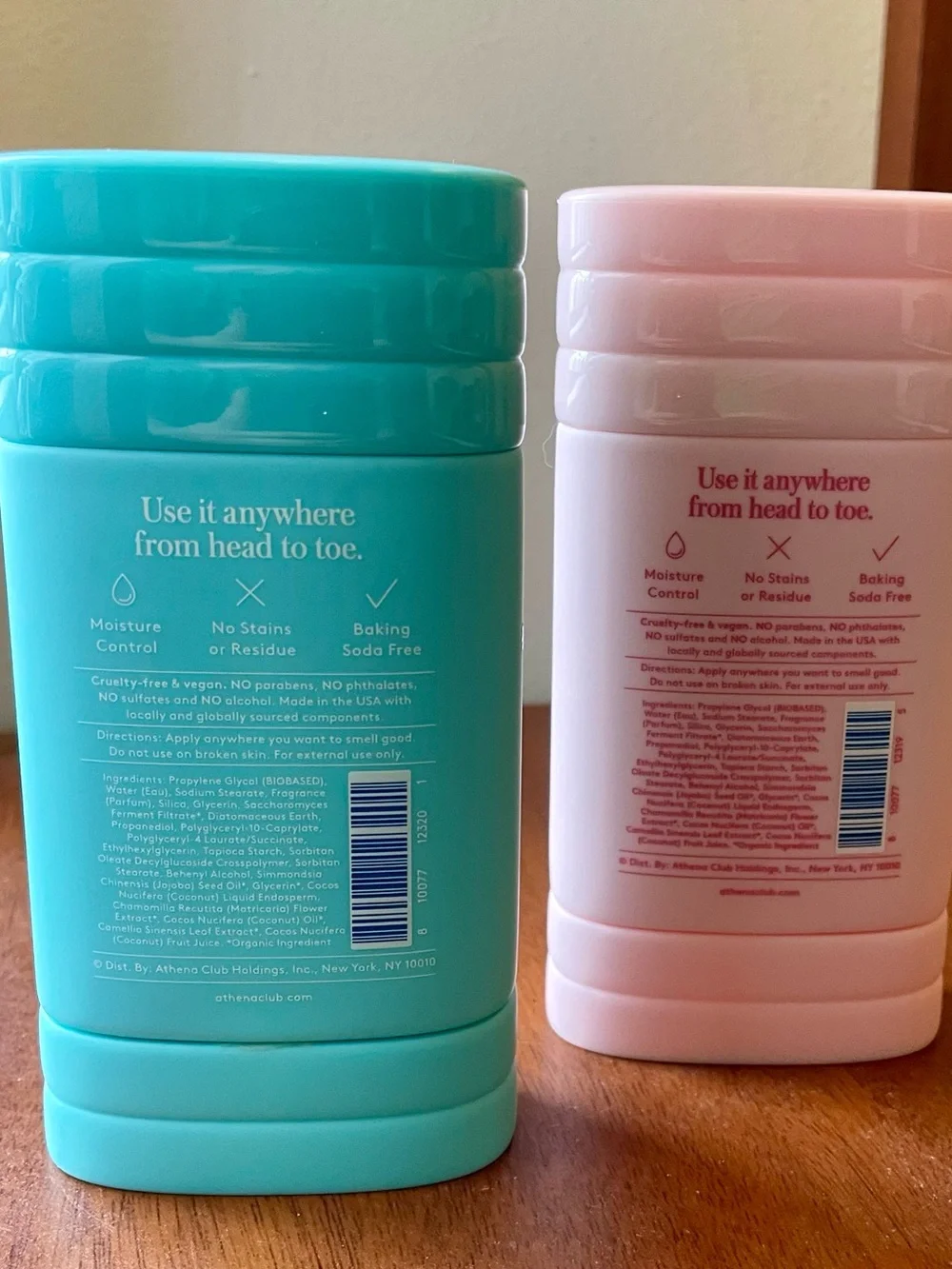 Athena Club Sea Splash (Aqua) & Petal Bloom (Pink) All-Over Deodorants
